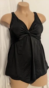 Motherhood Maternity Large Black Swimdress Swimsuit NEW Padded Bra Twist Front - Picture 1 of 6