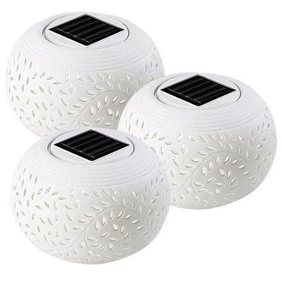 Lunartec 3er-Set Solar-Dekoleuchten aus Porzellan, mit Farbwechsel / warmweiß - Bild 1 von 4