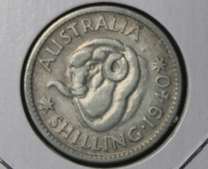 * 1940 92.5% SILVER HARDER DATE COAT OF ARMS SHILLING PREDECIMAL COIN #FHJ10 - Picture 1 of 10