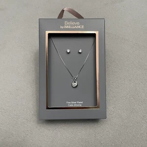 Believe by Brilliance Damen-Anhänger und Ohrring fein versilbert CZ Infinity - Bild 1 von 4