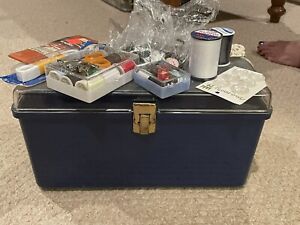 Vintage Wilson Wil Hold Sewing Box Blue Plastic With Tray Made In USA