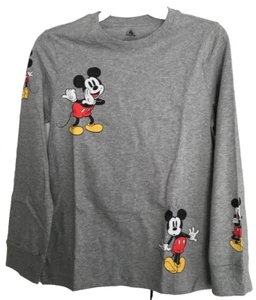 Disney Mickey Mouse Expressions Gray Graphic T-Shirt Youth Size XL Long Sleeves - Picture 1 of 15