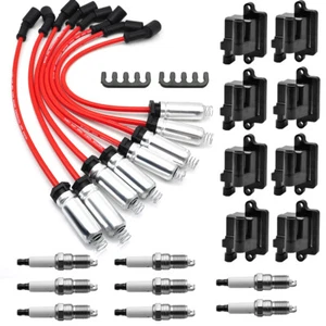 8 Pack Square Ignition Coil & Spark Plug Wire For Chevy GMC 4.8L 5.3L 6.0L 8.1L - Picture 1 of 14