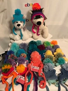 Dog Hat Pet Hat 1 PomPom Knitted Crocheted Handcrafted USA   NEW  SMALL - Picture 1 of 240