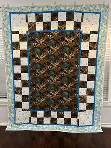 Handstitched Flannel Full Size Quilt Farmhouse + Baby EUC - Picture 1 of 7