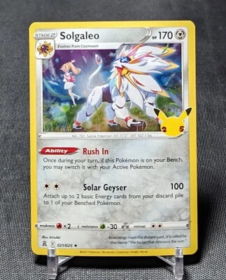 Solgaleo Raro Holo Tipo Metal Celebraciones Pokemon TCG Tarjeta 021/025 Foto 1 de 2