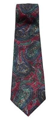 WEMBLEY Corbata Hombre Vintage Borgoña Cachemira 100% Poliéster Hecha en EE. UU. Foto 1 de 4