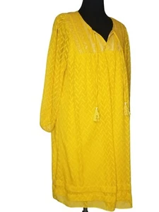 One September Yellow Long Sleeve Bohemian Dress Size L - Picture 1 of 12