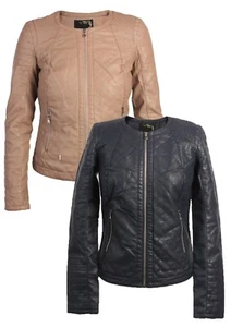 NEU DAMEN KUNST PU LEDER BIKERJACKE DAMEN GRÖSSE S, M, L, XL - G02 - Bild 1 von 8