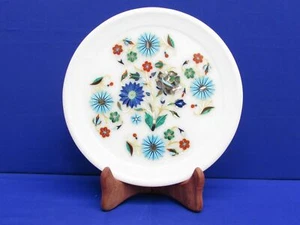 Placa de mármol Pietra Dura blanco hecho a mano piedra semipreciosa para decoración del hogar regalo - Imagen 1 de 3