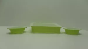 Lote de 3 Pyrex vintage 8 oz. Cazuela de vajilla de horno verde lima 080 y 8 en 222 - Imagen 1 de 10