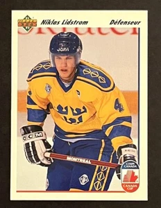 1991-92 UPPER DECK NIKLAS LIDSTROM #26 ROOKIE RC DETROIT RED WINGS FRENCH HOF - Picture 1 of 2