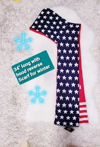 Reverse amerikanische Flagge Design 36" lang Winter Hoodies Kätzchen Schal - Bild 1 von 4