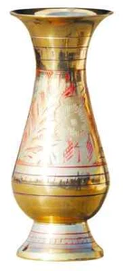 Brass Flower Vase Decorative Pot Hand Crafted For Home & Garden - Picture 1 of 13