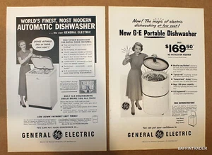 2 x General Electric Dishwasher Automatic / Portable 1950 Mag Print Ads 7 x 10 - Picture 1 of 1