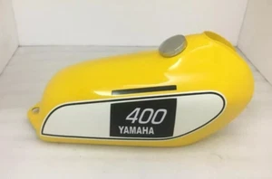 Yamaha 250 DT DT 400 Enduro amarillo pintado acero gasolina tanque y tapa 1975-77 - Imagen 1 de 6