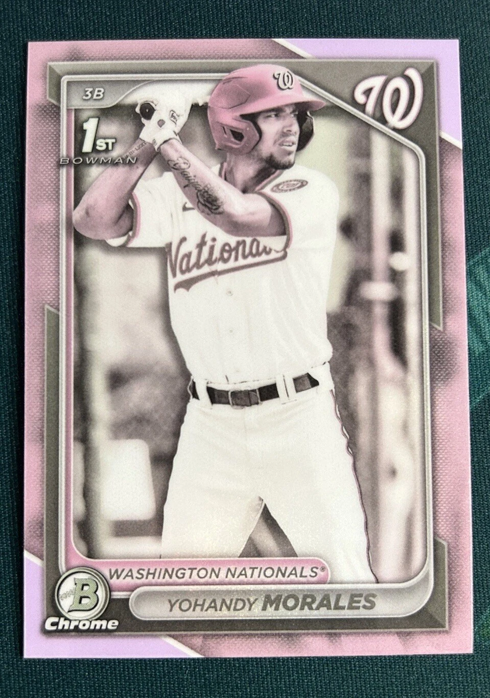 2024 Bowman Yohandy Morales 1st Chrome Pearl Refractor BCP-52 Washington Nats