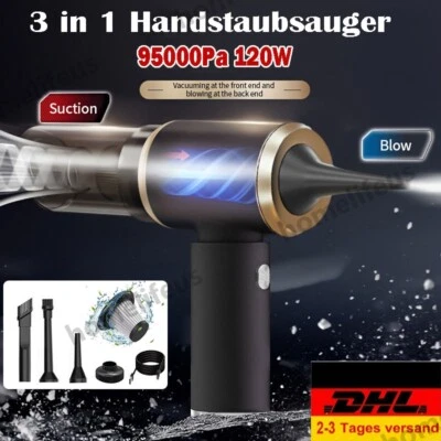 95000Pa Handstaubsauger Kabellos Akku Staubsauger 120W Nass&Trocken Büro Auto DE - Bild 1 von 4