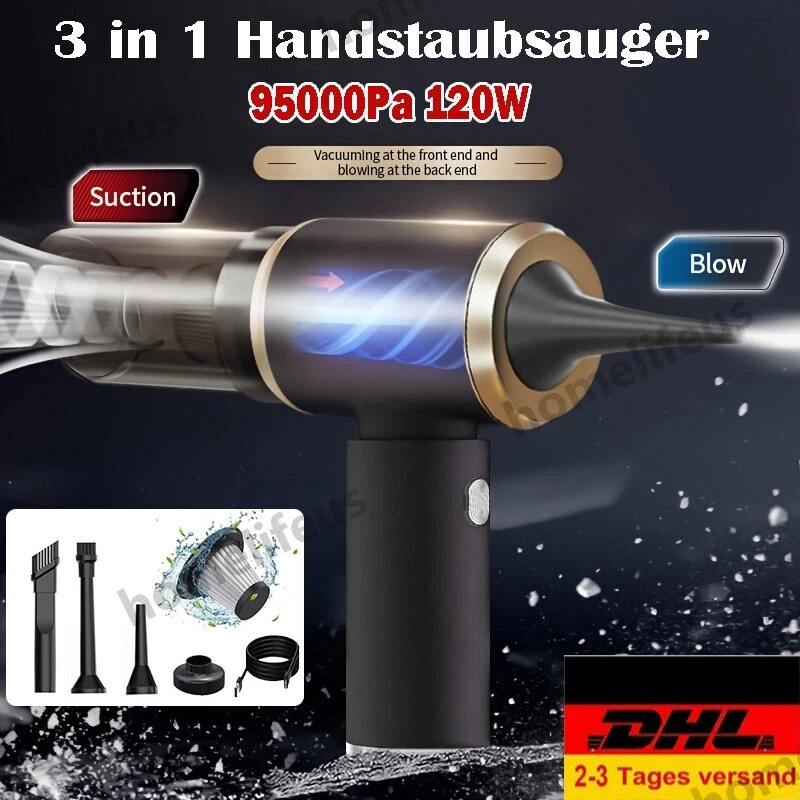 95000Pa Handstaubsauger Kabellos Akku Staubsauger 120W Nass&Trocken Büro Auto DE - Bild 1 von 4