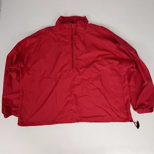 Vintage LANDS END Golf Windbreaker Jacket Mens 2XL Red Nylon Half Zip Top - Picture 1 of 9