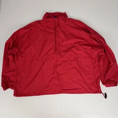 Vintage LANDS END Golf Windbreaker Jacket Mens 2XL Red Nylon Half Zip Top - Image 1 of 4
