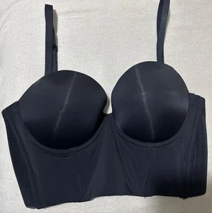 M&S BODY ULTIMATE LOW BACK, STRAPLESS PUSHUP LONGLINE BRA IN BLACK Size 32E - Picture 1 of 9