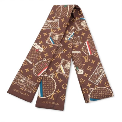 Louis Vuitton 402470 Bandeau Baúl Monograma Bufanda Seda Marrón Foto 1 de 4