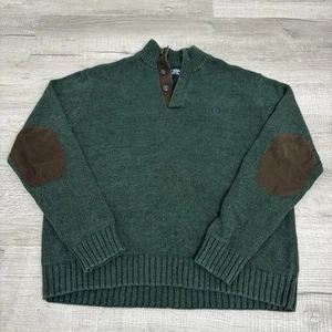 Chaps Solid Green Mock Neck Pullover Sweater Heavy Knit Mens Large - Picture 1 of 7