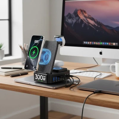 Cargador inalámbrico 10 en 1 Ultimate - Soporte de carga rápida de 300 W para la familia Apple Foto 1 de 4