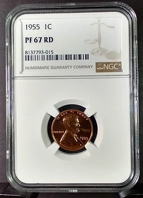 1955 Proof Lincoln Cent, NGC PR-67RD (A343) - Image 1 of 2