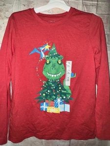 Cat & Jack DINOSAUR TREE Graphic Red Long Sleeve T-Shirt Size XL 16 - Picture 1 of 1
