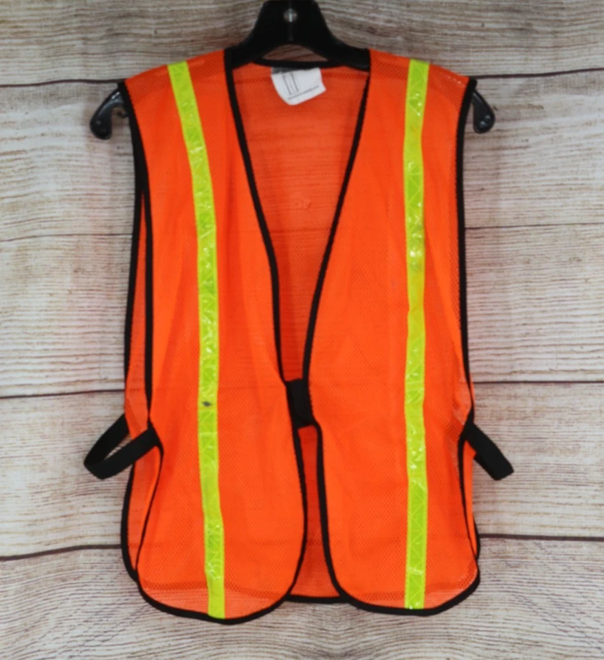 River City Garments Adult One Size Mesh Safety Vest Neon Orange Yellow - Image 1 of 4