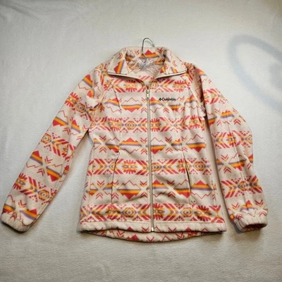 Columbia Women's Patterned Fleece Jacket - Pink and Orange XS MULTICOLOR - Image 1 of 4