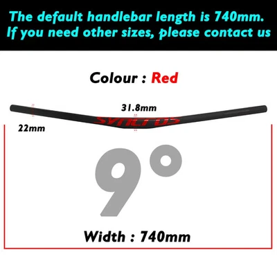 Full Carbon Fiber MTB Bicycle Handlebar 9 Degree 31.8mm Length 740mm Accessories - Image 1 of 4