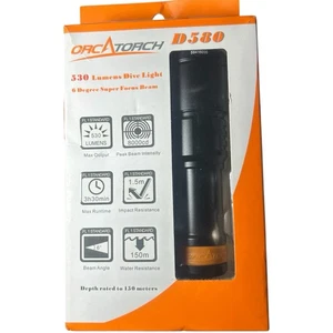 ORCATORCH D580 Scuba Dive Underwater Flashlight Max 530 Lumens 150 Meters - NEW - Picture 1 of 2