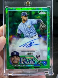 2023 Topps Chrome Update Sapphire Green Auto 39/99 Taj Bradley - Picture 1 of 2