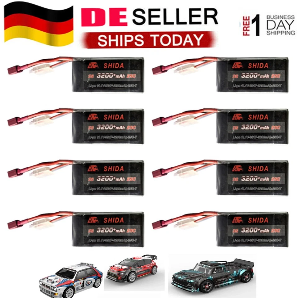 8x 3200mAh Lipo Akku 11,1V 25C T-Stecker für WLtoys MJX 14301 MJX 14302MJX 14303 - Bild 1 von 4