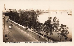 AUSTRALIA CARTOLINA RPPC: VISTA DA RIVER ROAD & VICTORIA BRIDGE, BRISBANE - Foto 1 di 2