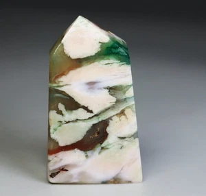 Natural Green Snowflake Cherry Blossom Flower Agate Quartz Crystal Tower Point - Picture 1 of 9
