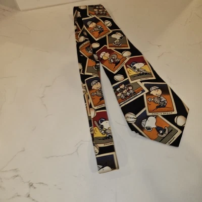 Corbata de seda de béisbol vintage Snoopy Peanuts dibujos animados "Play Ball" Foto 1 de 4