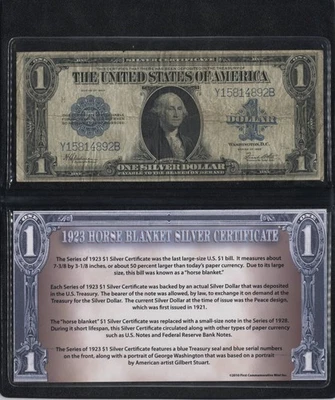 $1 "1923"(HORSEBLANKET)  (SILVER CERTIFICATE) "1923" (HORSEBLANKET) - Image 1 of 2