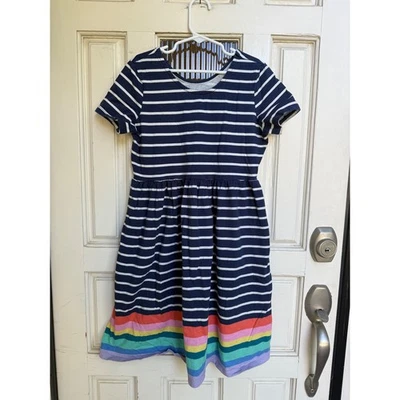 Vestido Lands' End feminino listrado bainha arco-íris tamanho grande (10-12) casual infantil - Imagem 1 de 4