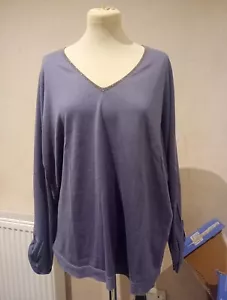 Brunello Cucinelli Blue v neck jumper beading 100% Cotton Medium - Picture 1 of 7