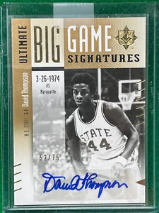 2010 UD Big Game Signatures 1974 David Thompson Auto HOF NC STATE #52 /75 - Picture 1 of 2