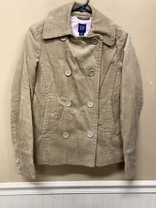 Gap Tan Corduroy Double Breasted Pea Coat Jacket Size S - Picture 1 of 6
