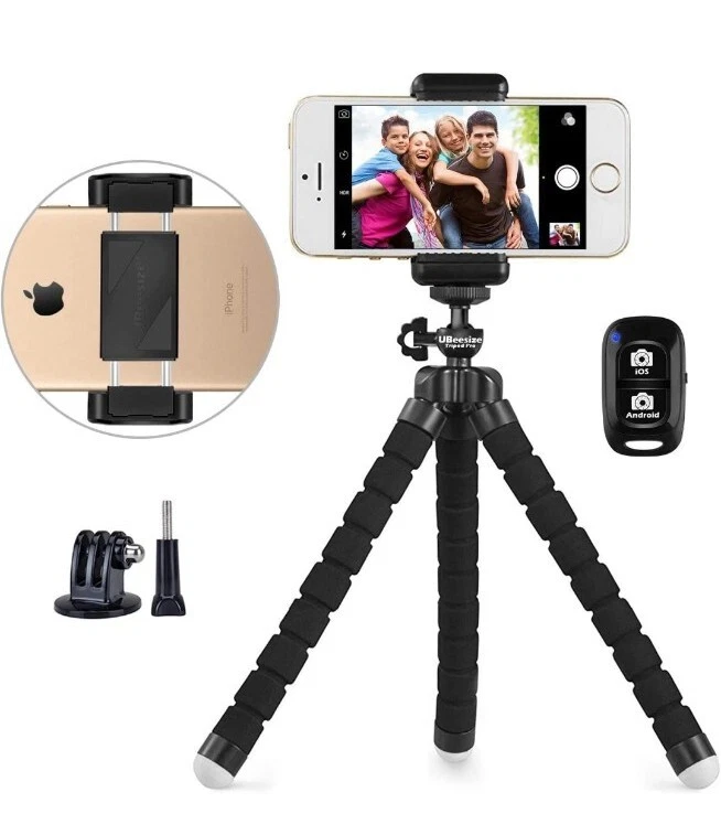 Phone Tripod,  Portable and Adjustable Camera Stand Holder with Wireless Remote - Image 1 of 4