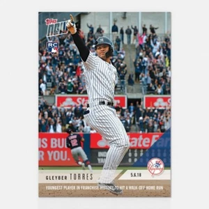 2018 TOPPS NOW #180 GLEYBER TORRES YOUNGEST YANKEES PLAYER WITH WALK-OFF HR - Picture 1 of 2