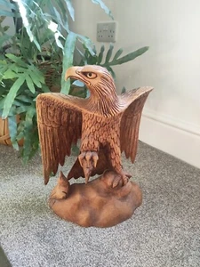 Vintage Carved Wooden Eagle Large 39.5cm Tall - Picture 1 of 7