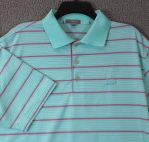 Peter Millar Sommer Komfort Poloshirt Herren Large Aqua gestreift S/S Karsten Creek - Bild 1 von 17