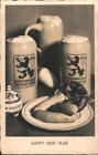 Lowenbrau And Brats Happy New Year A Lengauer Antique Postcard Vintage